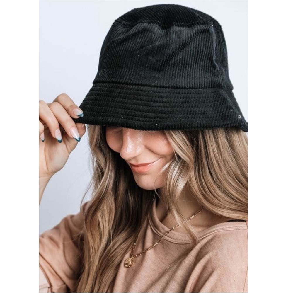 Classic Black Corduroy Bucket Hat